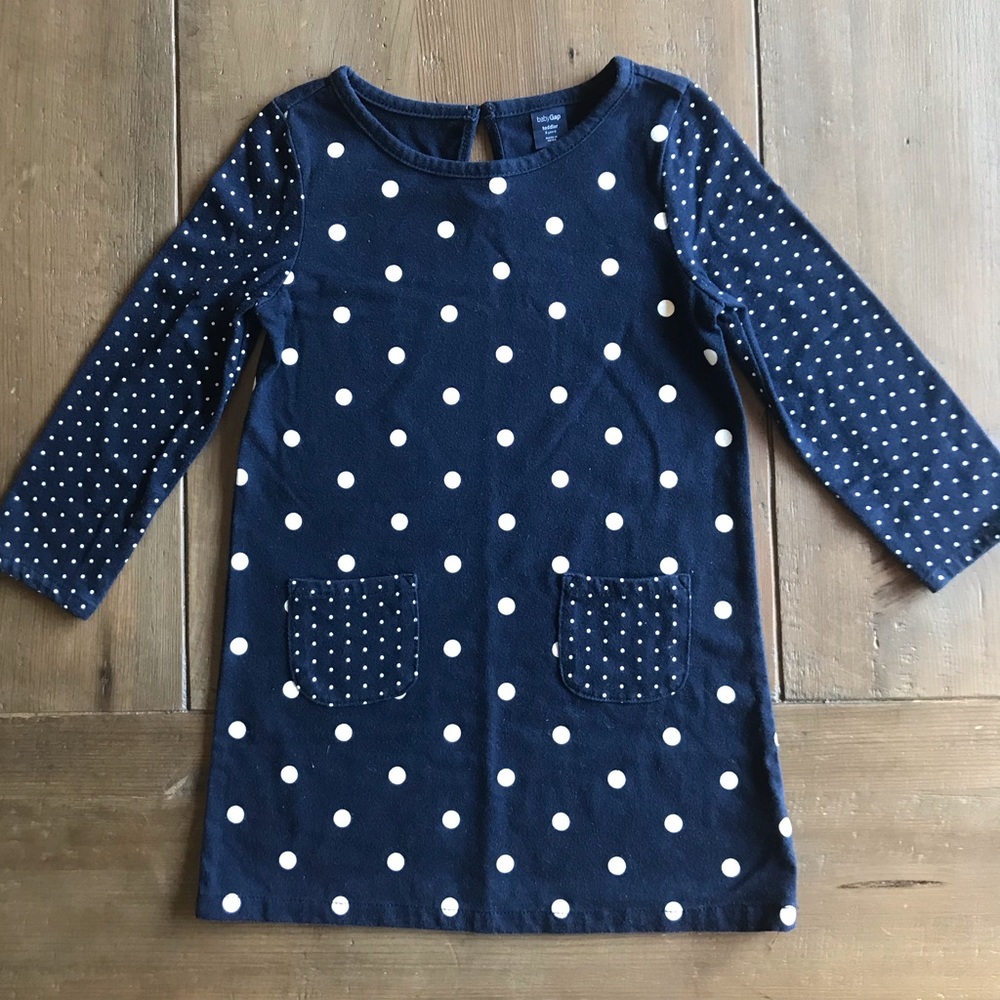 Gap navy pokadot dress 3T